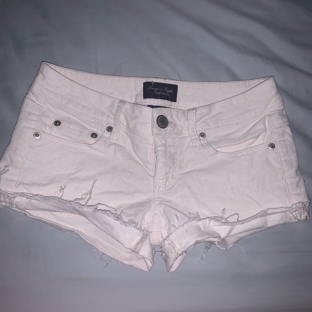 American Eagle White Stretch Corduroy Shorts